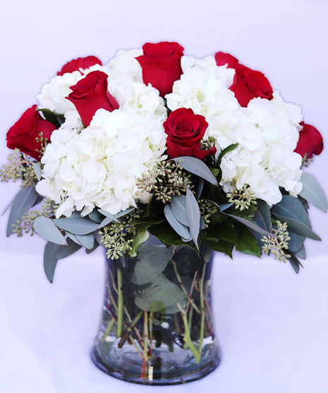 Always Cherished Bouquet with Red Roses & White Hydrangea in Rowland Heights, CA