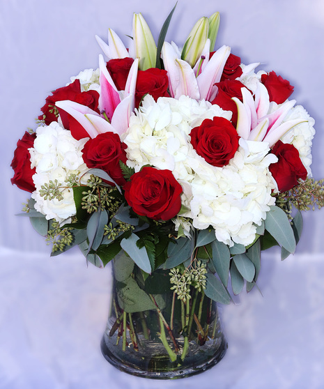 Always Cherished Bouquet with Red Roses & White Hydrangea in Rowland Heights, CA